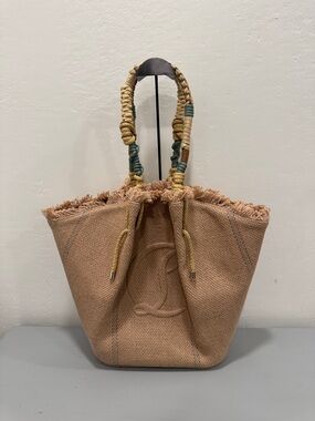 Christian Louboutin Beige Woven jute tote